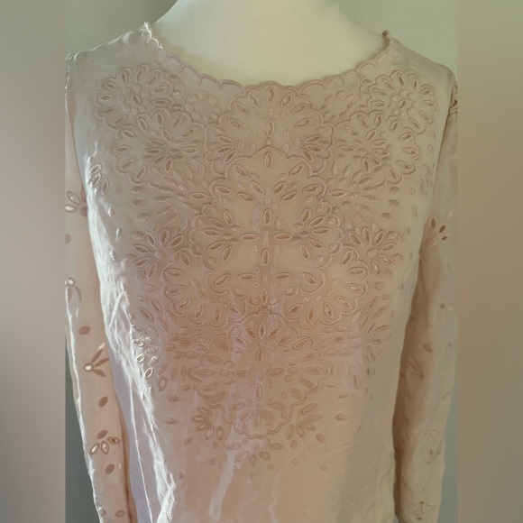 Rebecca Taylor teardrop eyelet 100% silk blouse size 2 - Picture 7 of 15